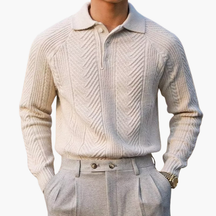 Men's knitted cardigan with high collar and buttons | Altivaro