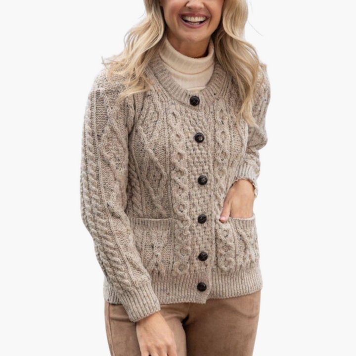 Cardigan Donna in Lino con Motivo Intrecciato e Bottoni | Altivaro