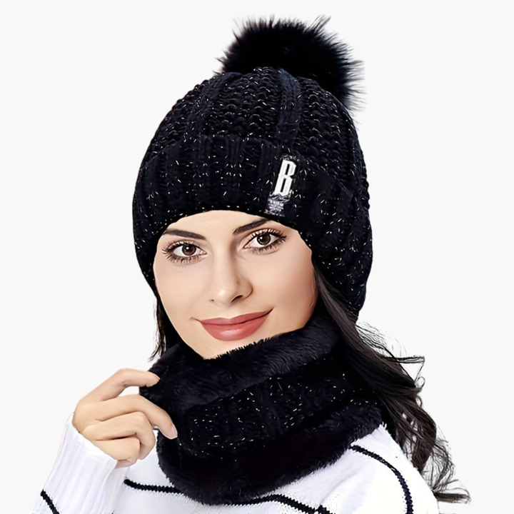 Winter Hat with Pompon and High Neck Knit for Women | Altivaro