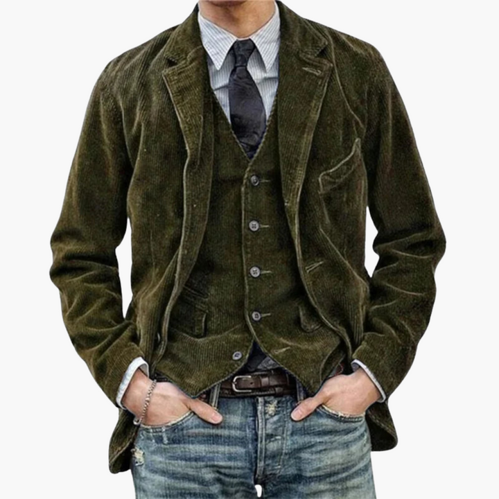 Giacca Uomo in Velluto a Coste con Gilet e Cravatta | Altivaro