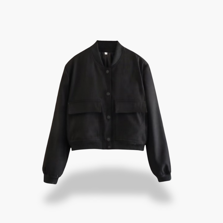 Women's Short Bomber Functional Pockets Spring Jacket | Altivaro