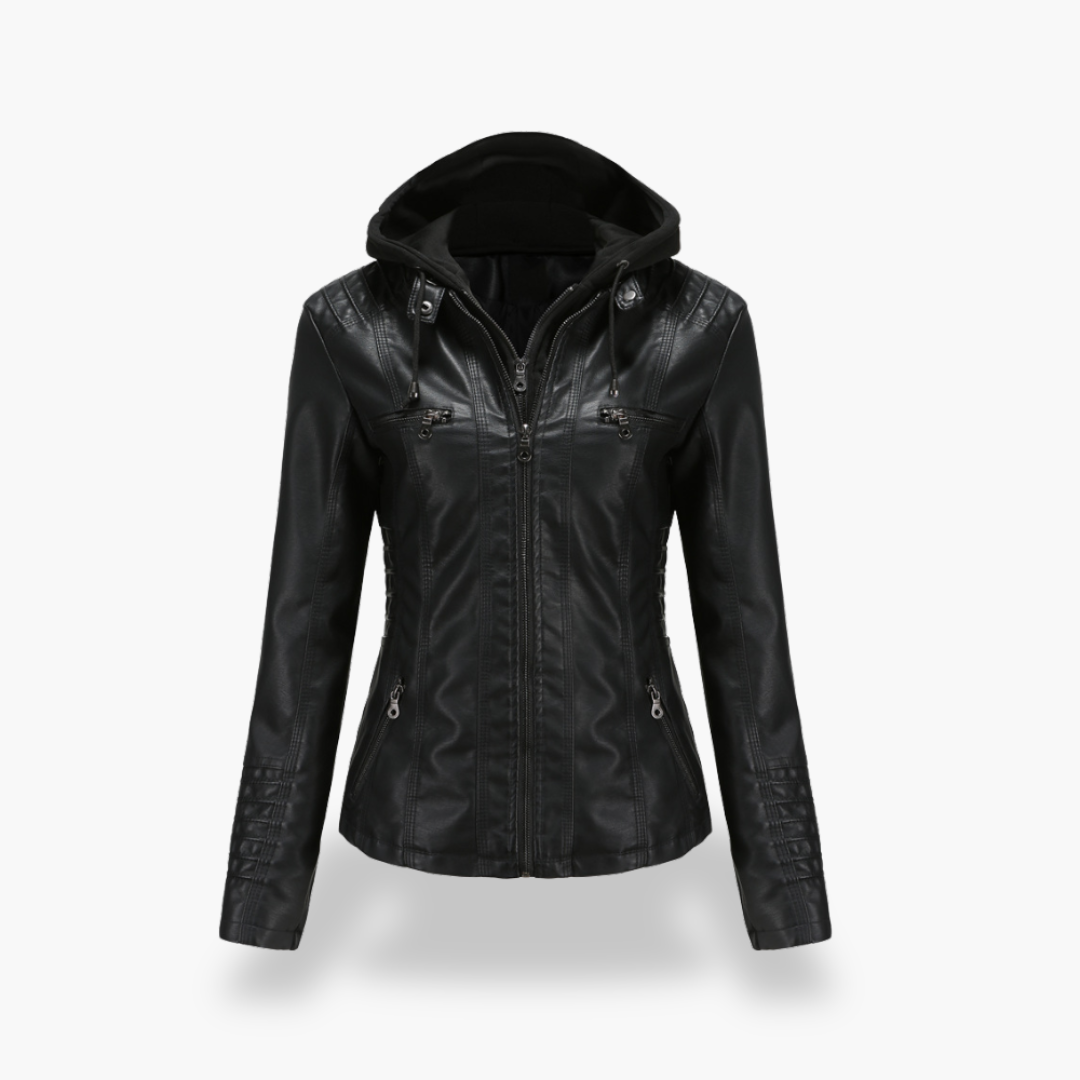 Giacca Donna in Ecopelle con Cappuccio e Zip Slim Fit | Altivaro