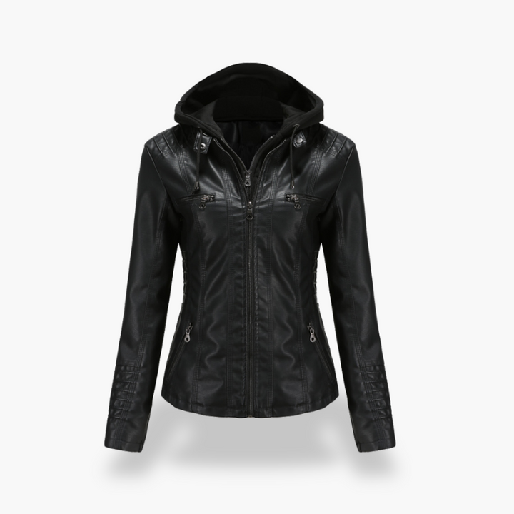 Giacca Donna in Ecopelle con Cappuccio e Zip Slim Fit | Altivaro