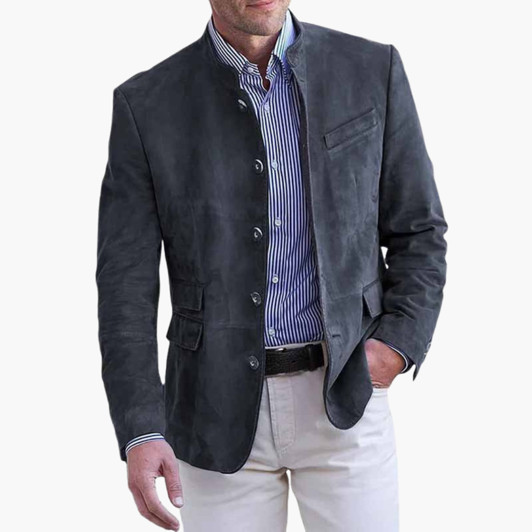 Giacca in Pelle Uomo Casual con Bottoni | Altivaro