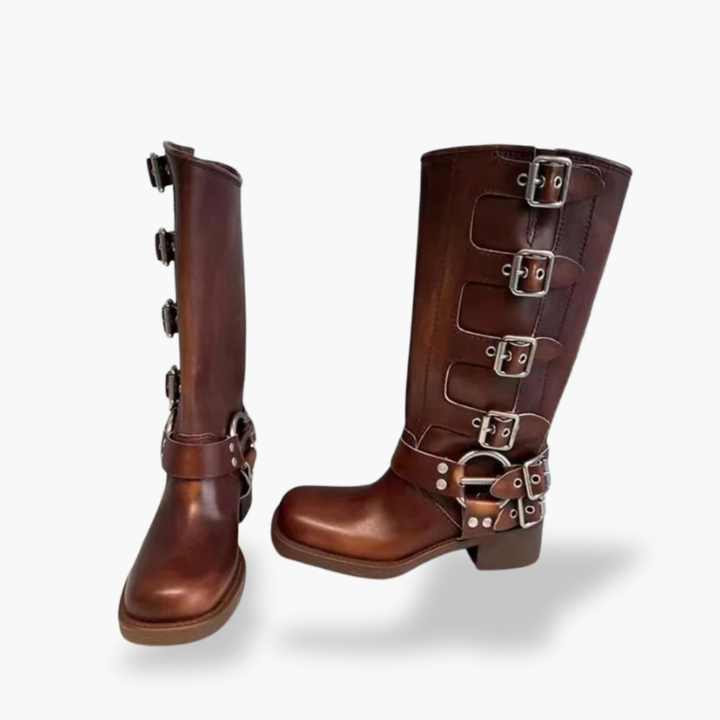 Women's Orthopedic Leather Boots with Adjustable Buckles | Altivaro
