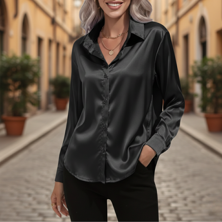 Camicia in Satin con Maniche Lunghe da Donna | Altivaro