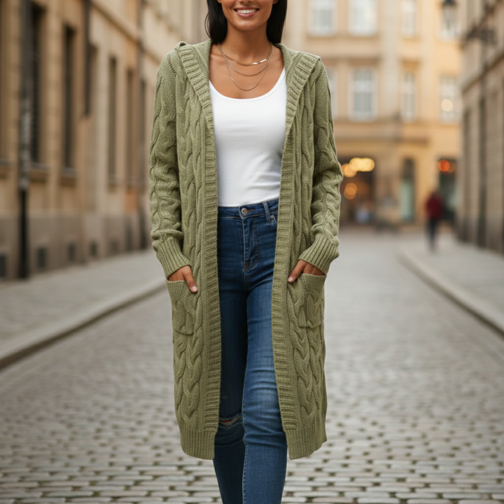 Cardigan Donna Maglia Lunga Kapuzenpullover Trikot | Altivaro