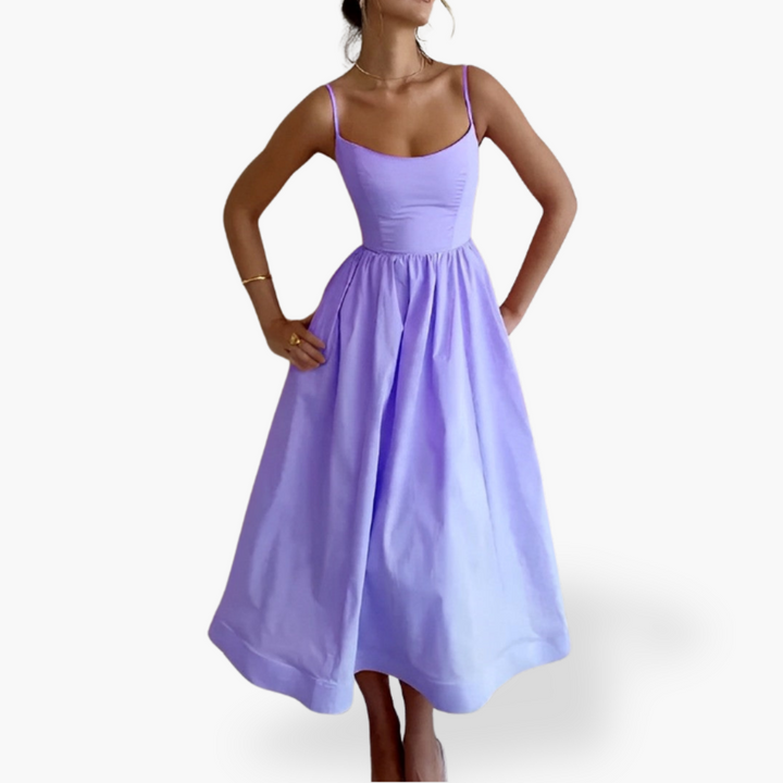 Donna Abito Midi Sottile Smanicato Elegante | Altivaro-Altivaro