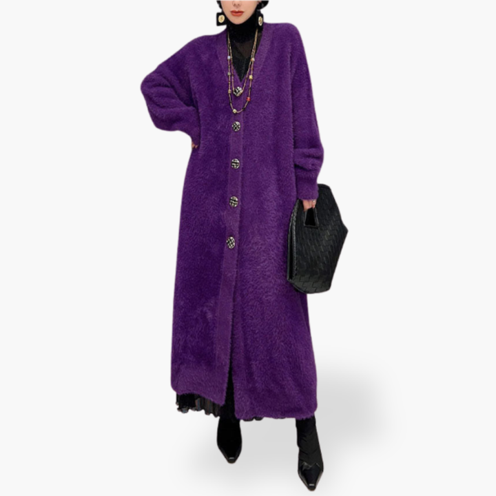 Cardigan Lungo Donna con Collo a V e Bottoni | Altivaro