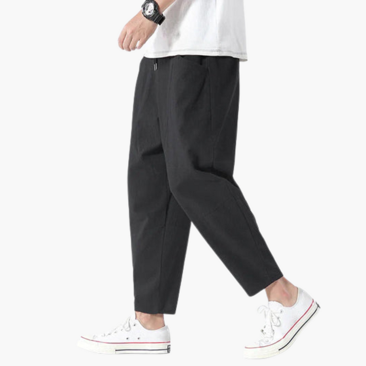 Pantaloni uomo lino neri estivi casual | Altivaro