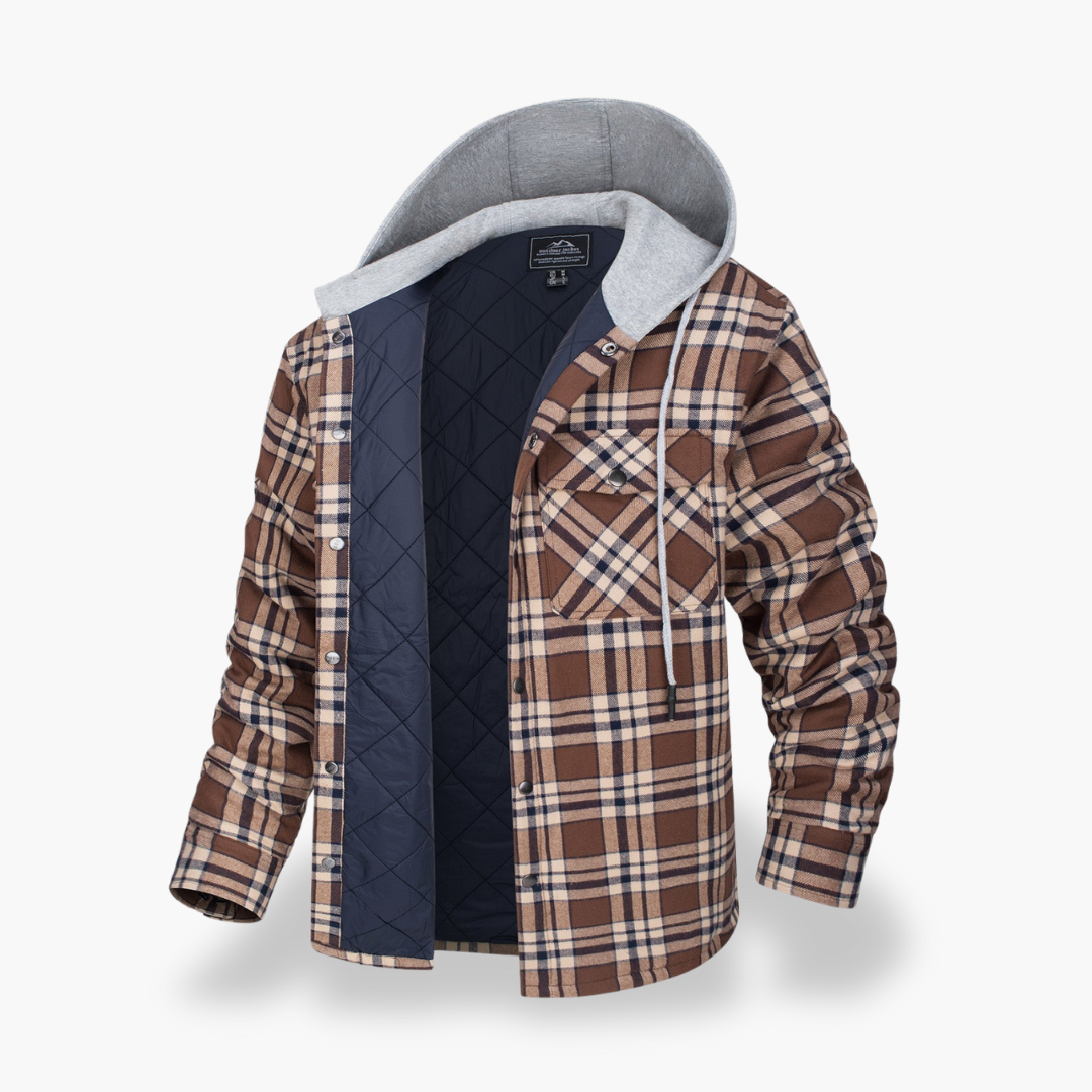 Men's Winter Plaid Jacket Lined with Hood | Altivaro