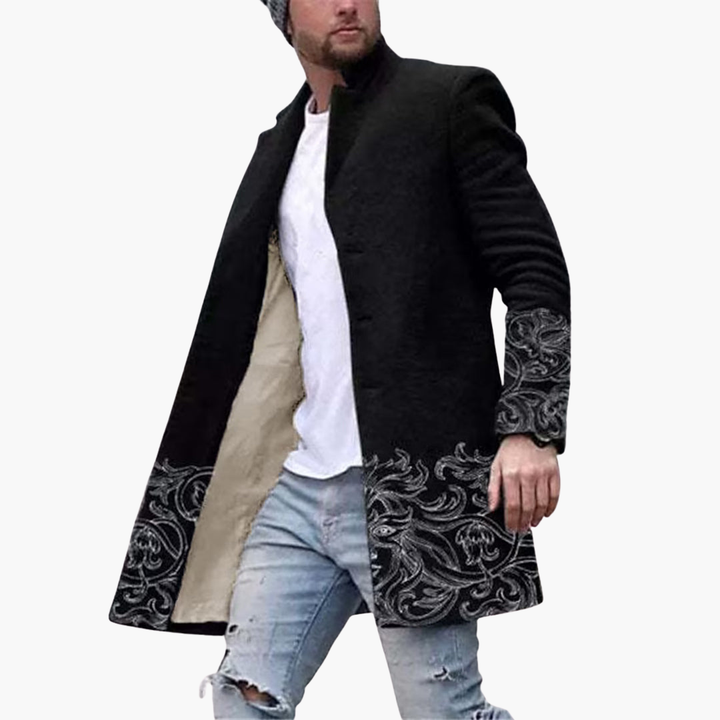 Cappotto Lungo Uomo Elegante in Lana Ricamata | Altivaro