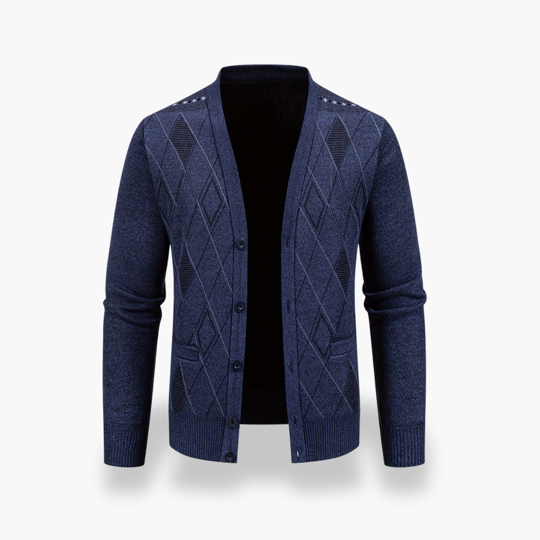 Cardigan Uomo Cotone Bottoni Fantasia Rombi | Altivaro