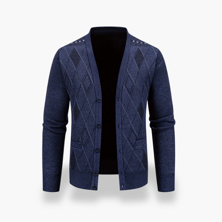 Cardigan Uomo Cotone Bottoni Fantasia Rombi | Altivaro