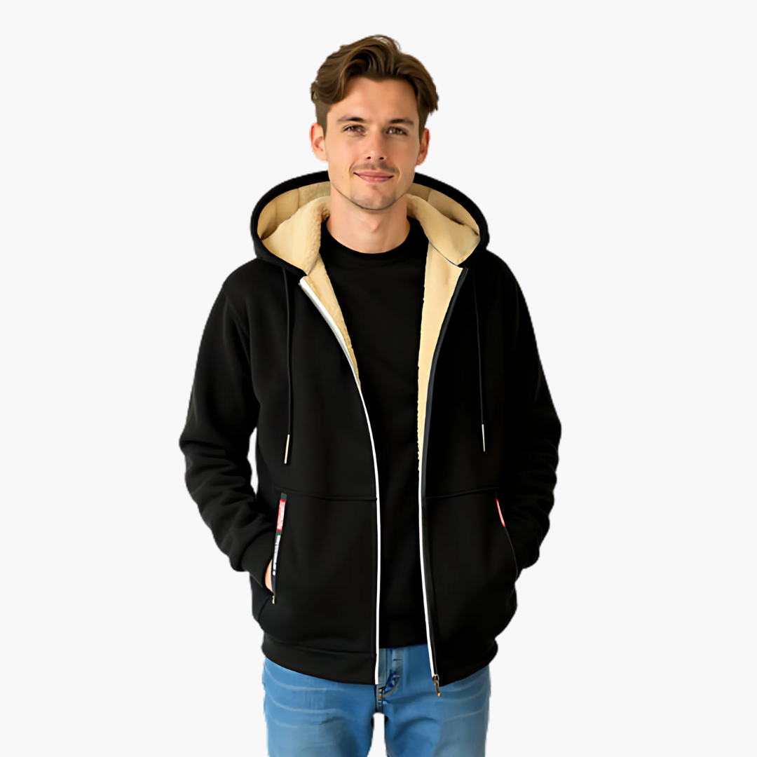 Felpa Uomo Invernale con Cappuccio Zip Foderata in Pile | Altivaro