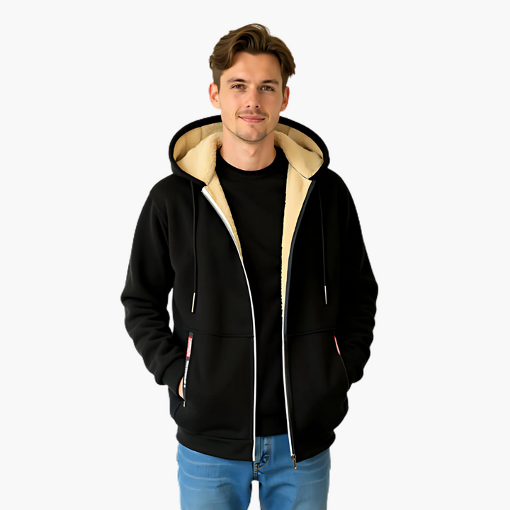 Felpa Uomo Invernale con Cappuccio Zip Foderata in Pile | Altivaro