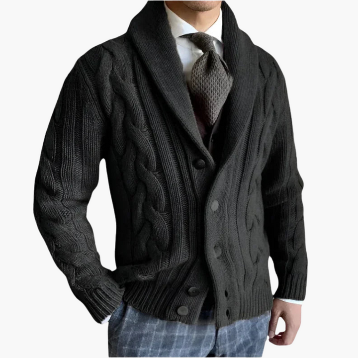 Cardigan Uomo con Motivo Intrecciato e Bottoni | Altivaro