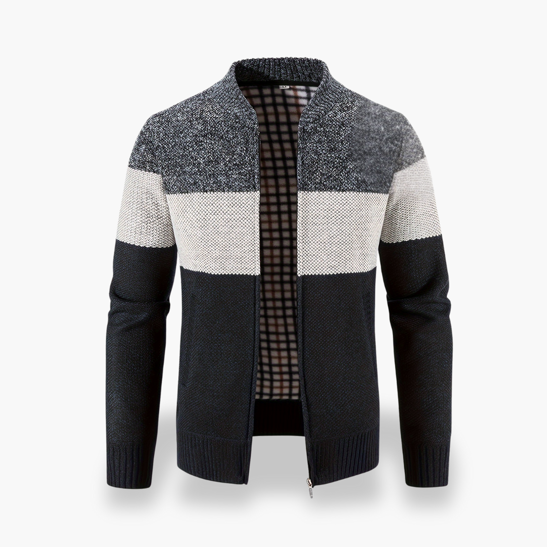 Cardigan uomo con zip, in misto cotone | Altivaro