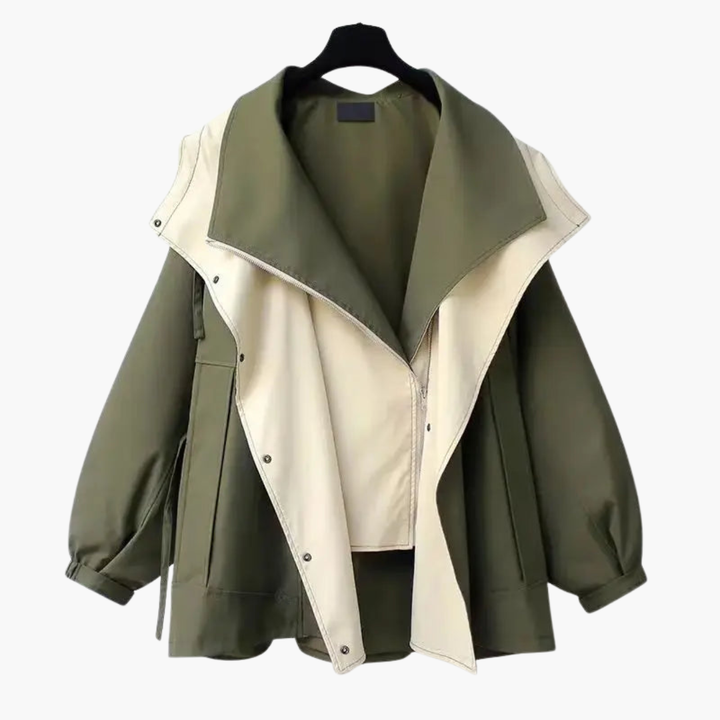 Women's Casual Jacket with Wide Collar and Zip | Altivaro