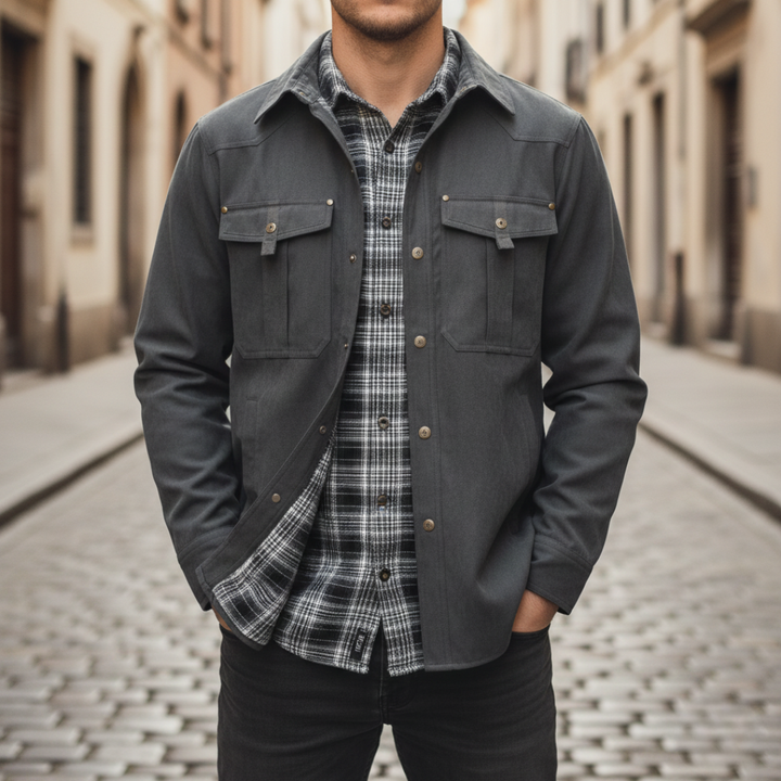 Herrenjacke Hemd Polyester Gefüttert Knöpfe | Altivaro