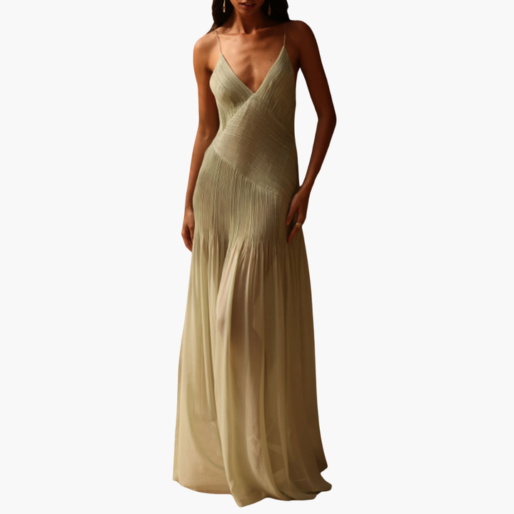Abito Lungo Plissettato Donna Seta Elegante |  Altivaro