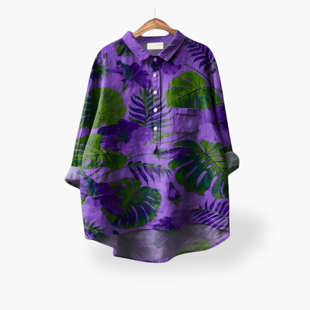 Donna Camicia Tropicale Lino Manica Lunga | Altivaro-Altivaro