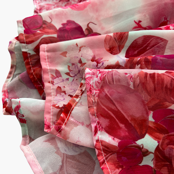 Abito Lungo Donna Floreale Rosa Chiffon Elegante Estivo Casual | Altivaro