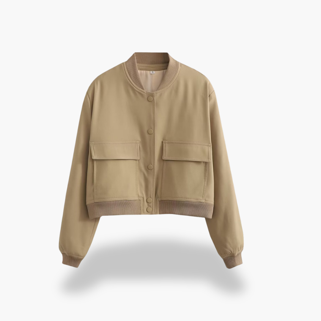 Women's Short Bomber Functional Pockets Spring Jacket | Altivaro
