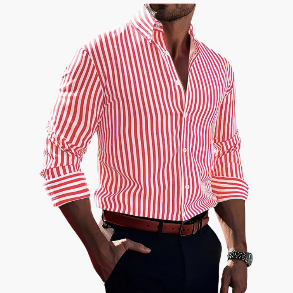 Camicia da Uomo a Righe Verticali in Cotone | Altivaro-Altivaro