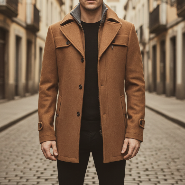 Herren Winterjacke aus Wolle mit Stehkragen und elegantem Design | Altivaro