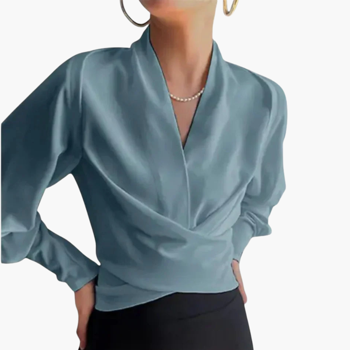 Elegant Crossed Long Sleeve Women's Blouse | Altivaro