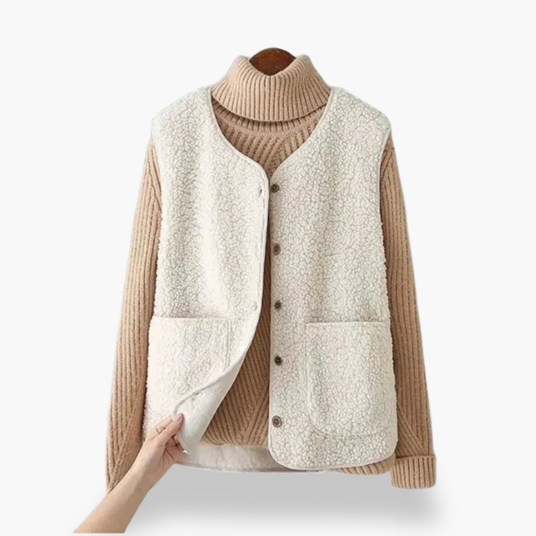 Gilet Donna in Pile con Bottoni e Tasche Laterali | Altivaro