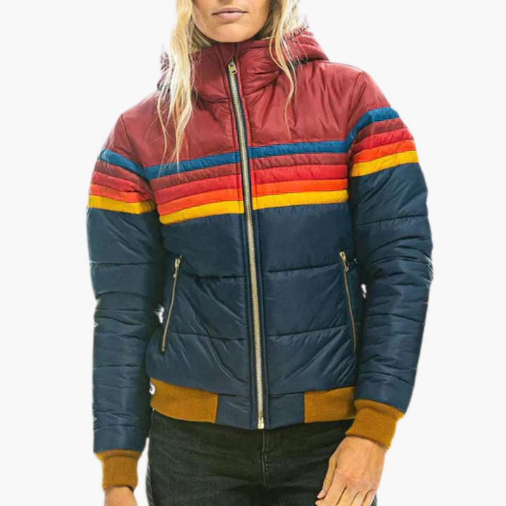 Giacca Puffer Donna con Strisce Multicolore e Imbottitura | Altivaro