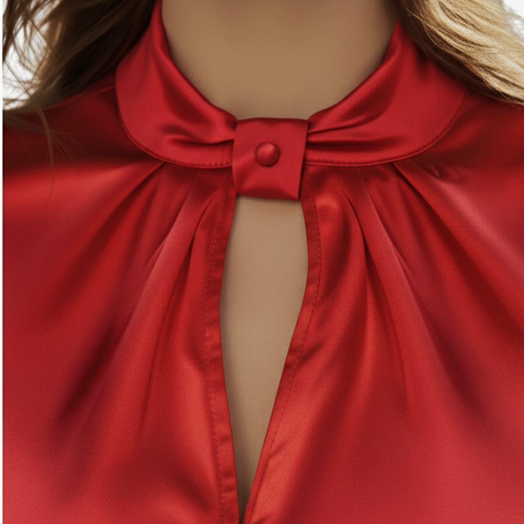 Women's Satin Shirt Elegant Knot Neckline | Altivaro