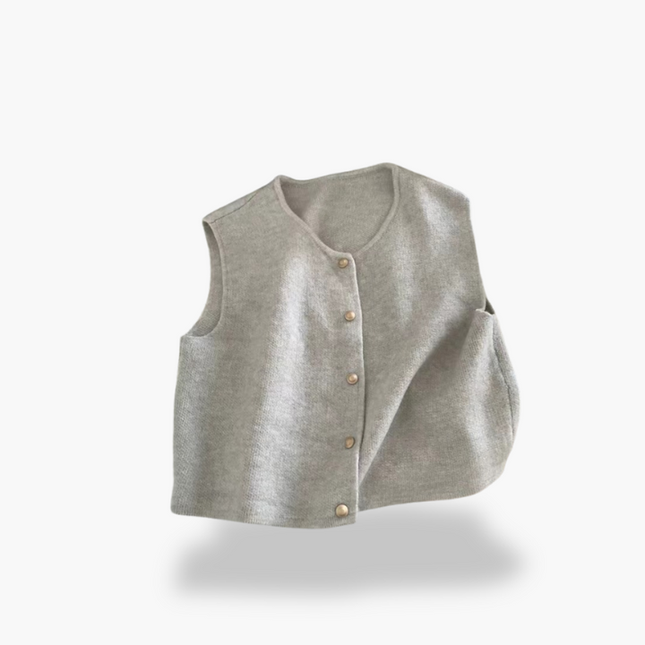 Women's Knit Vest with Wooden Buttons | Altivaro