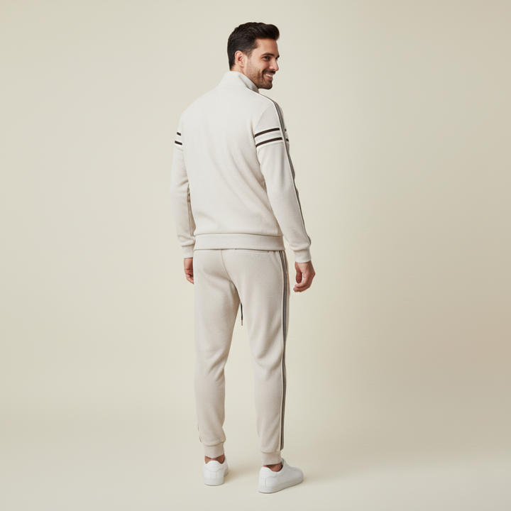Men's Cotton Jumpsuit with Zip and Side Stripes | Altivaro