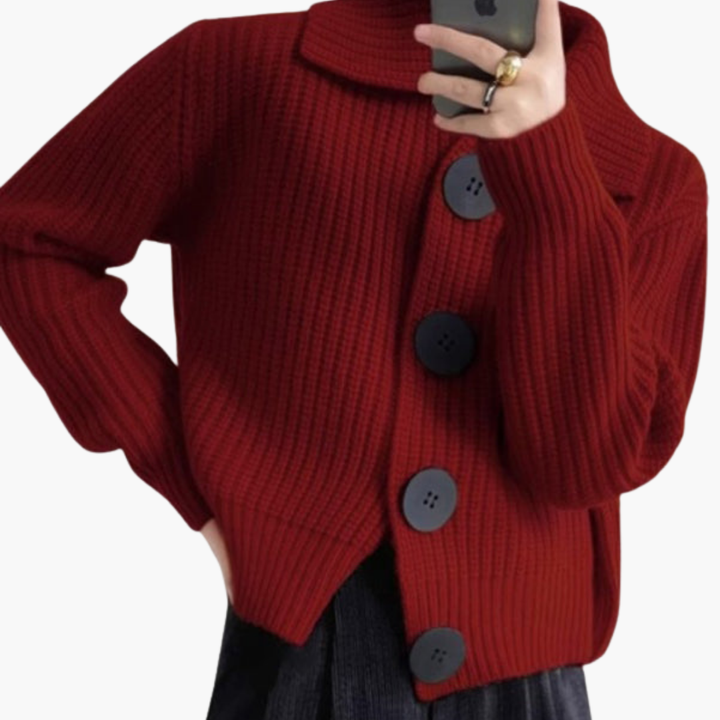 Cardigan Donna Lavorato a Maglia Bottoni Oversize | Altivaro-Altivaro
