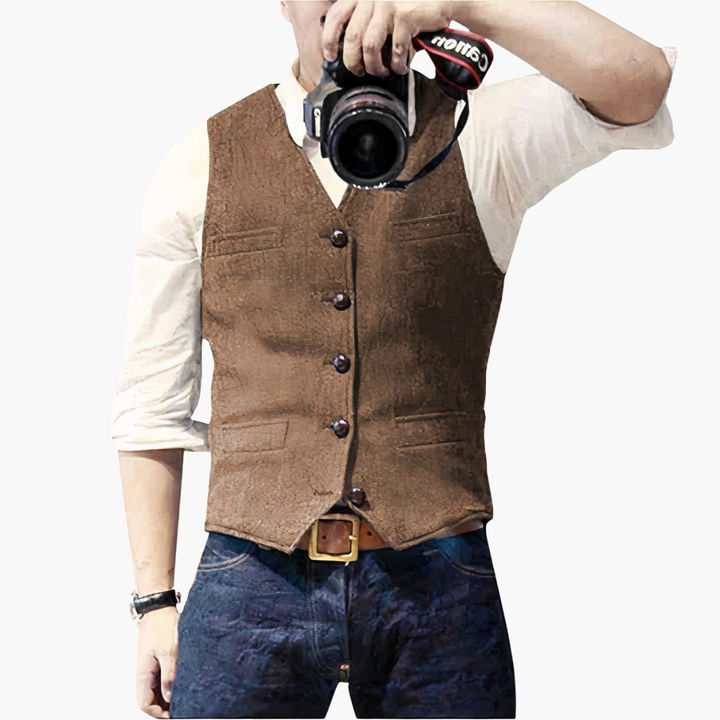 Gilet Scamosciato Vintage Slim Fit da Uomo | Altivaro-Altivaro