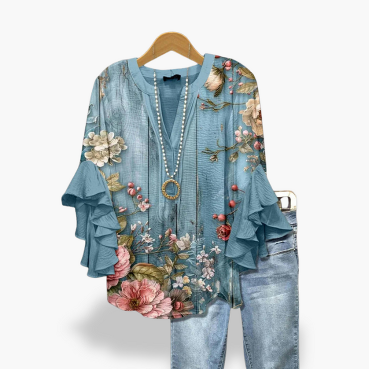 Blusa Donna Floreale Maniche Volant Estiva | Altivaro