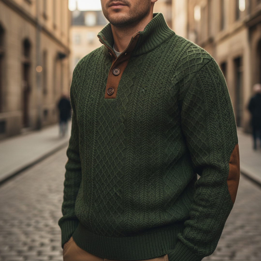 Rollkragenpullover mit Knöpfen für Herren aus Strick | Altivaro