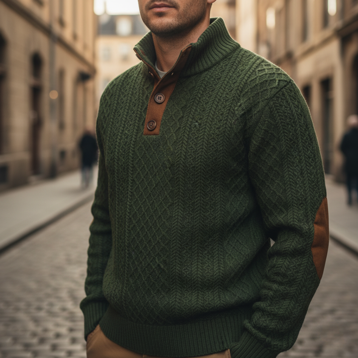 Rollkragenpullover mit Knöpfen für Herren aus Strick | Altivaro