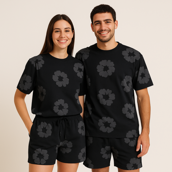 Set T-Shirt e Pantaloncini con Stampa Floreale - Look Estivo Unisex Casual | Altivaro-Altivaro