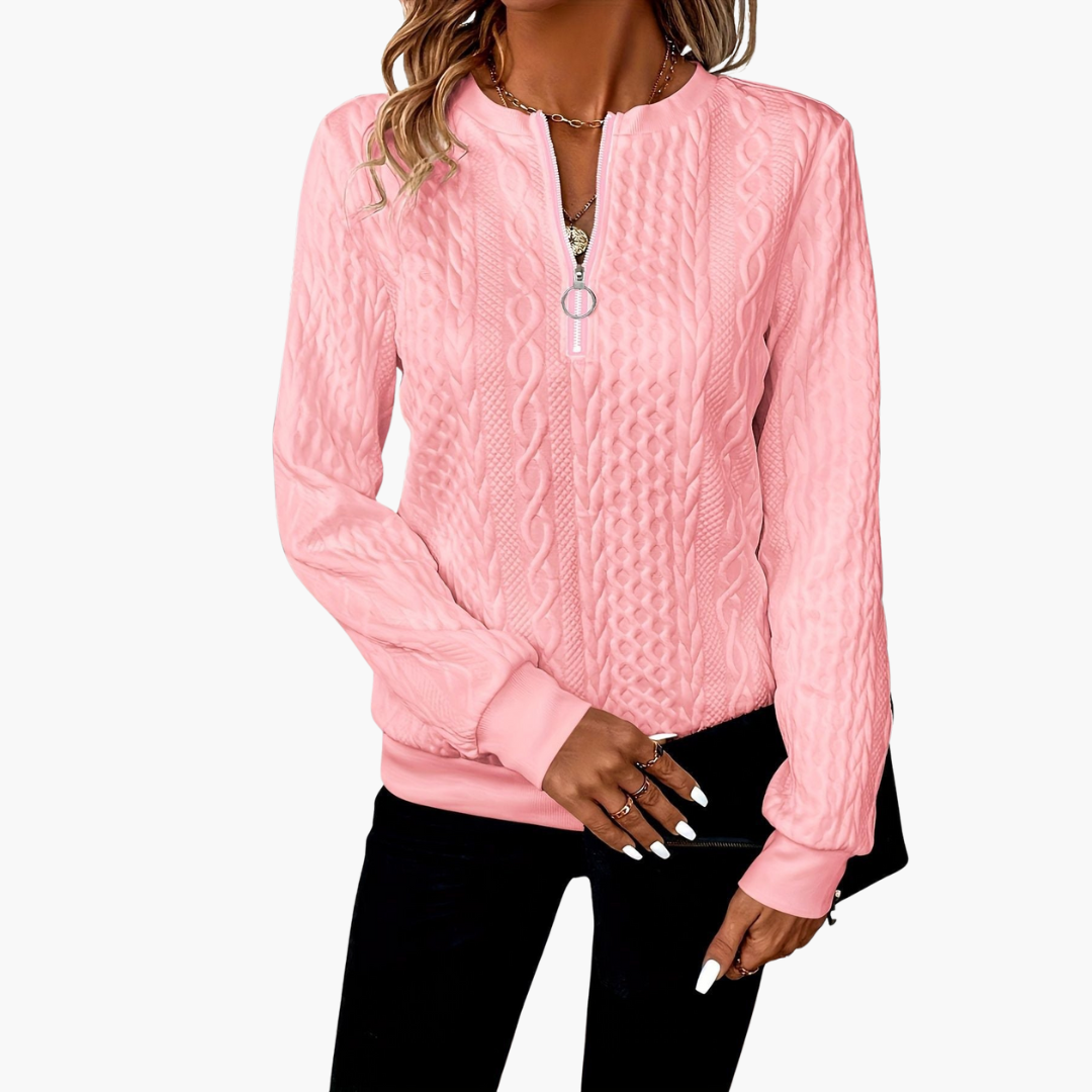 Maglione Donna a Treccia in Maglia con Zip Frontale | Altivaro
