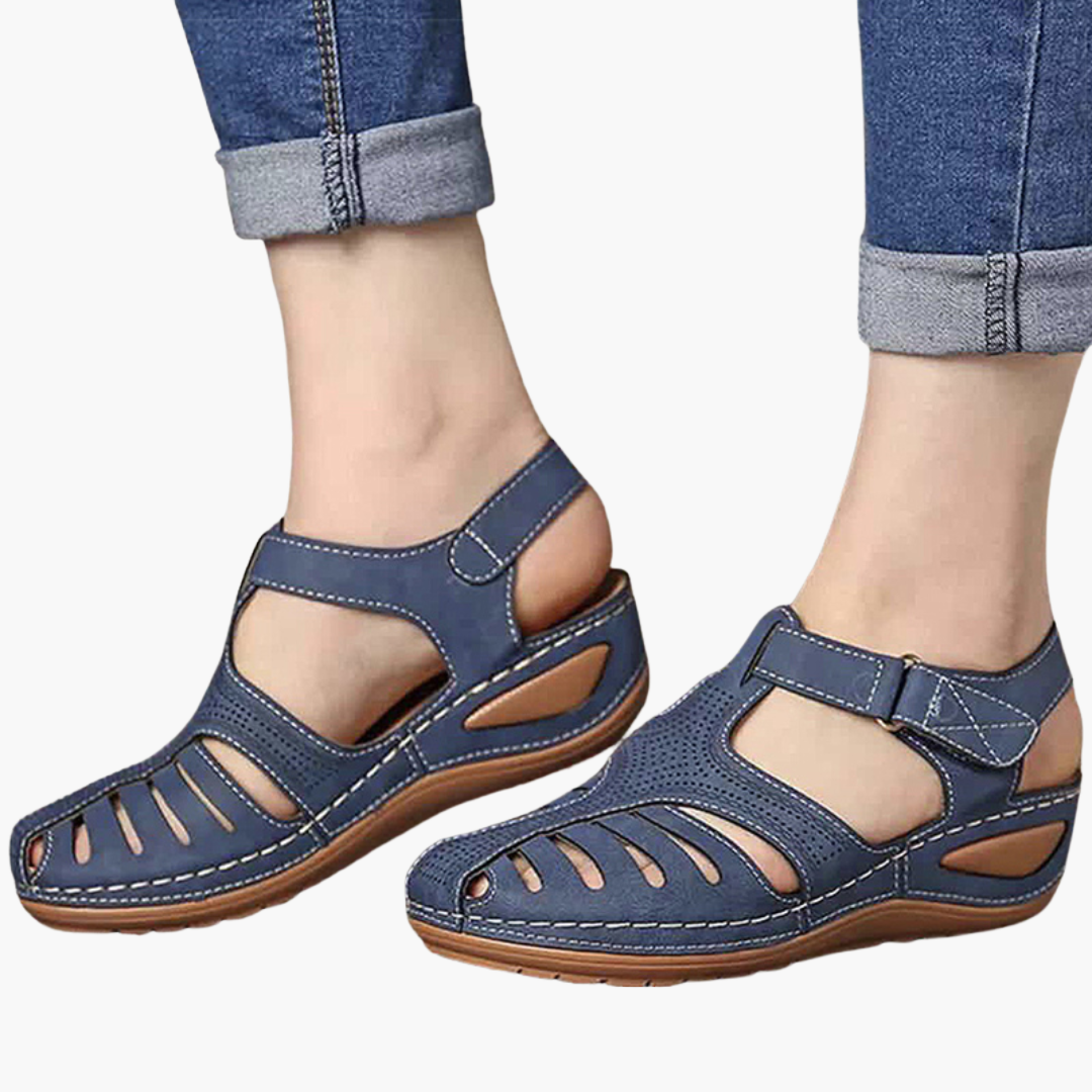 Sandali Donna Ortopedici Estivi in Pelle con Zeppa | Altivaro
