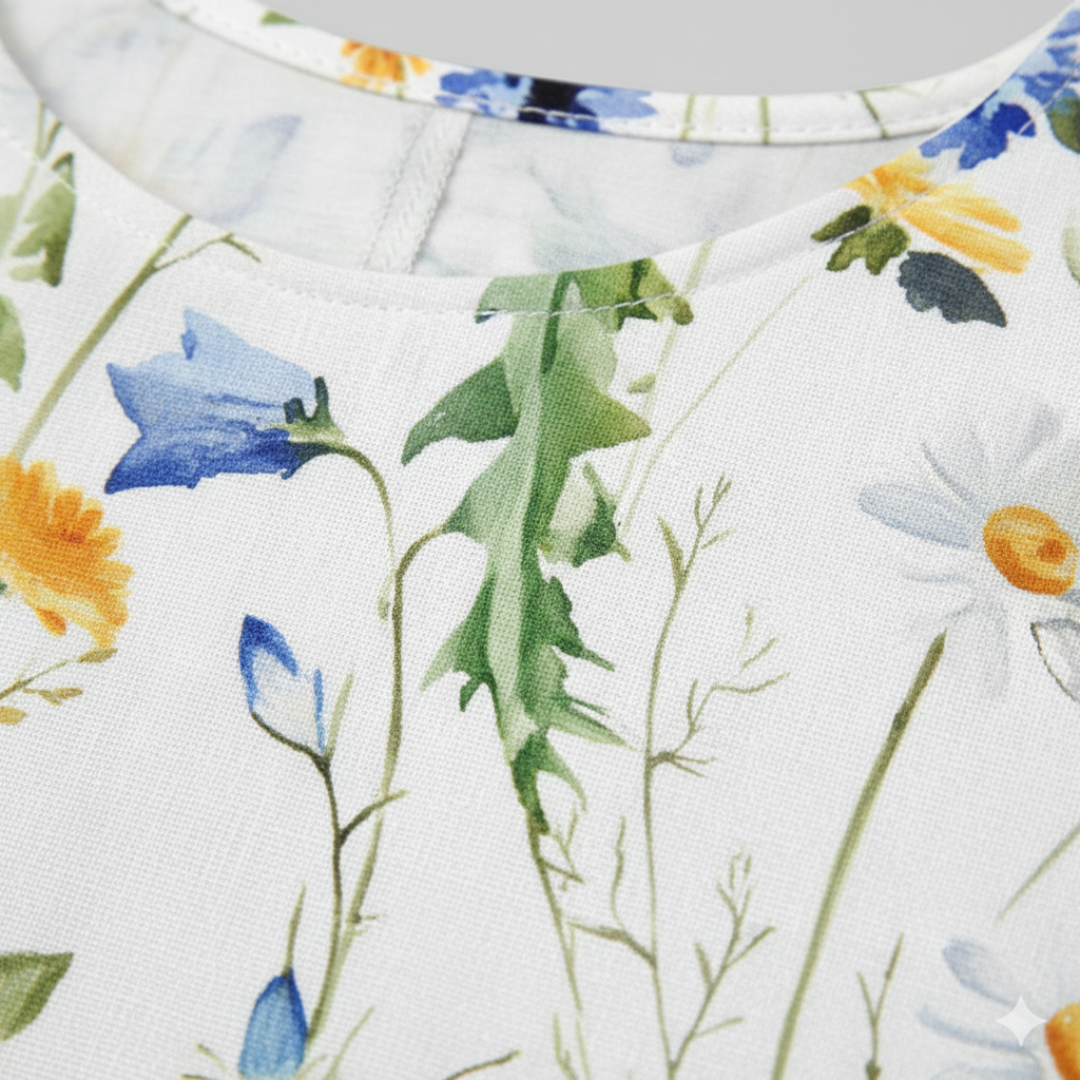 Women's Floral Midi Dress Short Sleeves Fabric | Altivaro