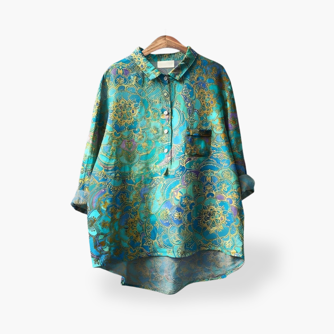 Donna Camicia Etnica Lino Manica Lunga | Altivaro-Altivaro
