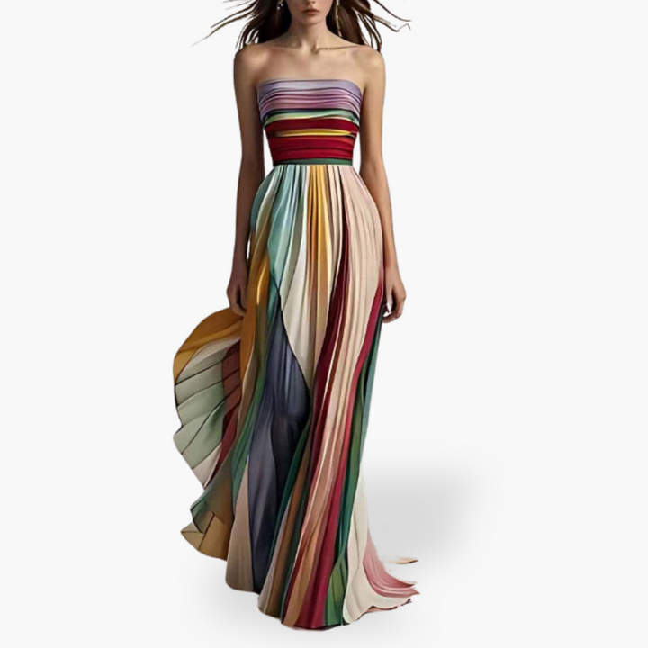 Abito Lungo da Donna Elegante a Righe Colorate | Altivaro