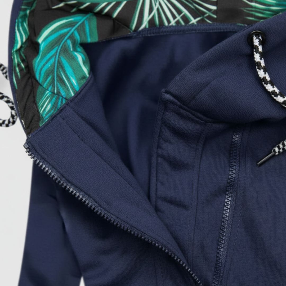 Damen langer Pullover mit Kapuze und Reißverschluss aus Polyester | Altivaro