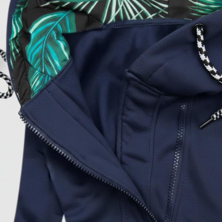 Damen langer Pullover mit Kapuze und Reißverschluss aus Polyester | Altivaro