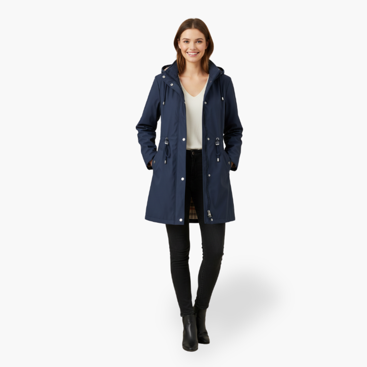 Impermeabile Lungo da Donna con Cappuccio e Tasche | Altivaro